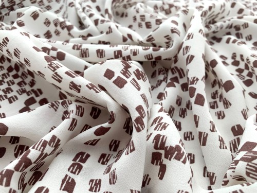 ecru biała tkanina beżowy czekoladowy wzór www.sklepzkokarda.pl