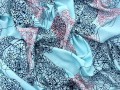 turkusowy materiał na letnią sukienkę w geometryczny wzór wzory www.sklepzkokarda.pl