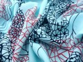 turkusowy materiał na letnią sukienkę w geometryczny wzór wzory www.sklepzkokarda.pl