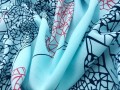 turkusowy materiał na letnią sukienkę w geometryczny wzór wzory www.sklepzkokarda.pl